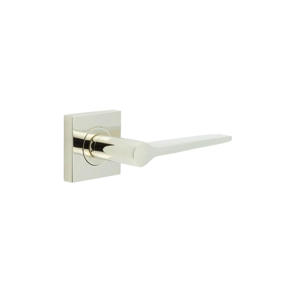 Burlington - Knightsbridge Door Handle on Square Plain Rose  - Polished Nickel - BUR20KIT162 - Choice Handles