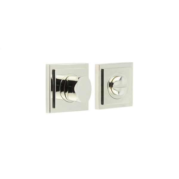 Burlington - Turns & Releases Inner 3 Square Stepped Rose - Polished Nickel - BUR-81PN-152PN - Choice Handles