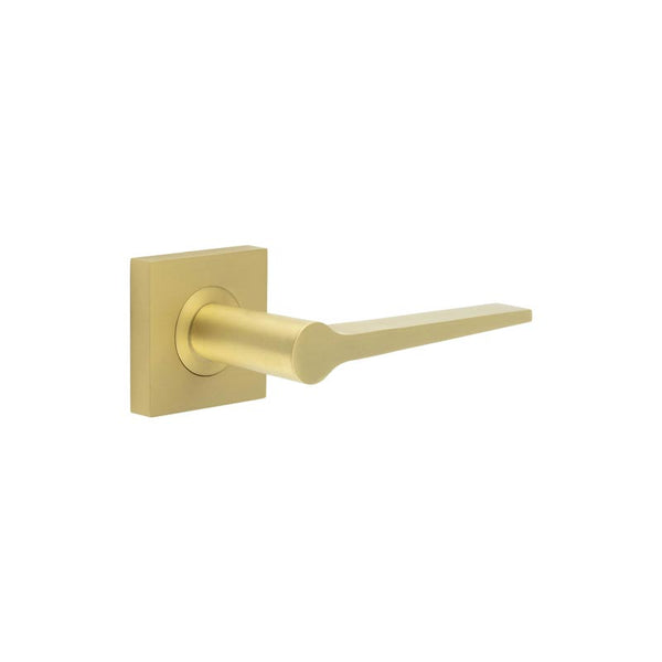 Burlington - Knightsbridge Door Handle on Square Plain Rose  - Satin Brass - BUR20KIT240 - Choice Handles