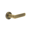 Burlington - Kensington Door Handles On Knurled Rose  - Antique Brass - BUR25KIT5 - Choice Handles