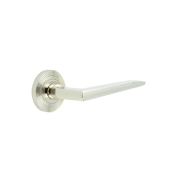 Burlington - Mayfair Door Handle on Reeded Rose  - Polished Nickel - BUR10KIT160 - Choice Handles
