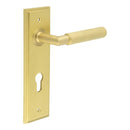 Burlington - Piccadilly Door Handle On Din Euro Backplate - Satin Brass - BUR40KIT246 - Choice Handles