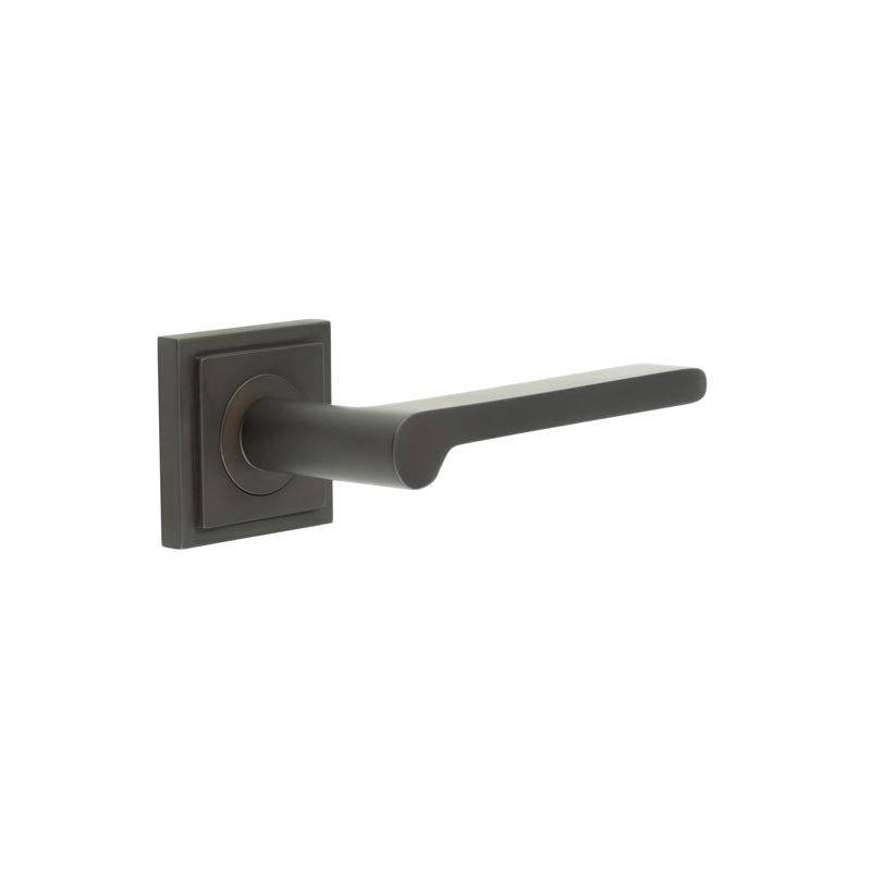 Burlington - Fitzrovia Door Handles On Square Stepped Rose  - Dark Bronze - BUR15KIT85 - Choice Handles