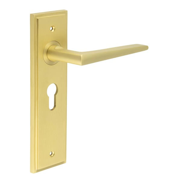 Burlington - Burlington Mayfair Lever on Euro Plate - Satin Brass - BUR10KIT245 - Choice Handles