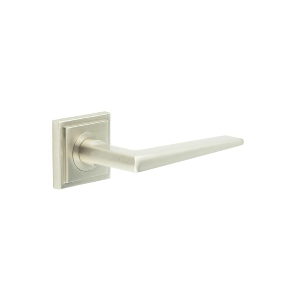 Burlington - Mayfair Door Handle on Square Stepped Rose - Satin Nickel - BUR10KIT319 - Choice Handles