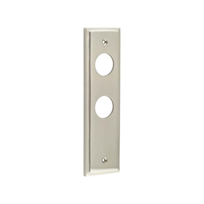 Burlington - Lever Handle Backplate Din Bathroom  - Satin Nickel - BUR456SN - Choice Handles