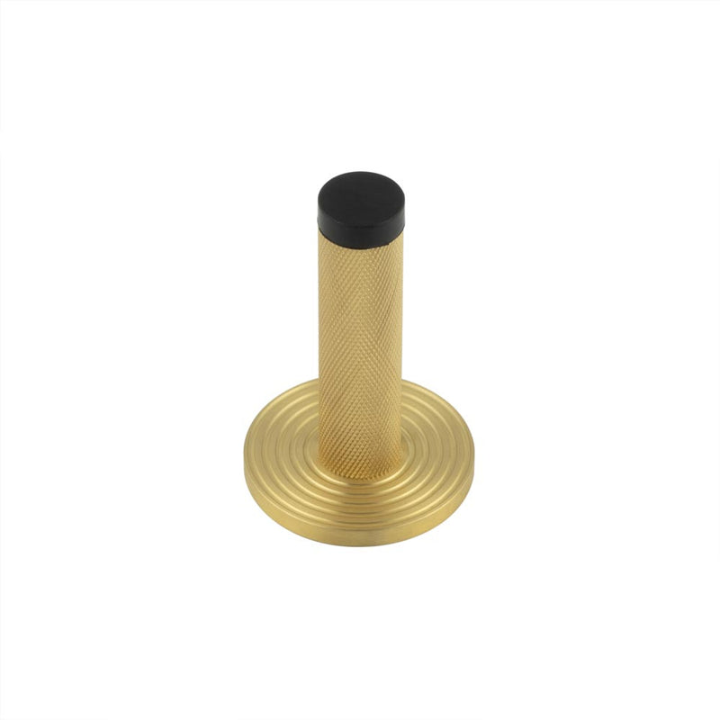 Burlington - Knurled Wall Mounted Doorstops Reeded Rose - Satin Brass - BUR-968SB-974SB - Choice Handles