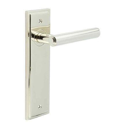 Burlington - Richmond Door Handle On Latch Backplate - Polished Nickel - BUR45KIT164 - Choice Handles