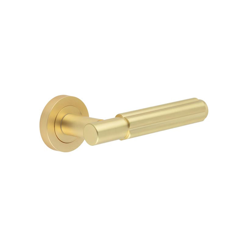 Jedo - Bloom Lever On Rose Door Handle - Satin Brass - JV848SB - Choice Handles