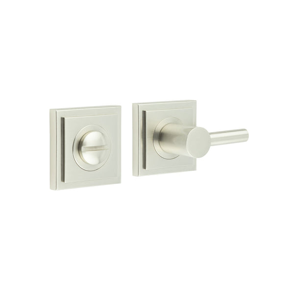 Burlington - Easy Turn & Release Square Stepped Rose - Satin Nickel - BUR-82SN-152SN - Choice Handles