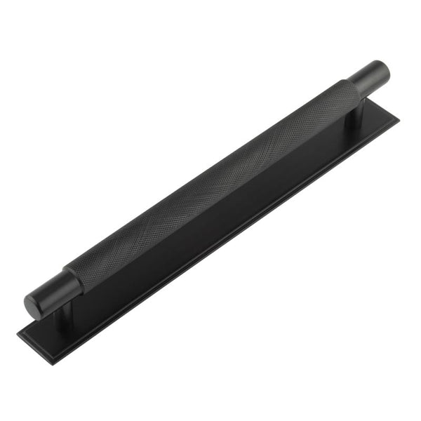 Hoxton - Taplow Cabinet Handles 224mm Ctrs Stepped Backplate - Matt Black - HOX-2060MB-6060MB - Choice Handles