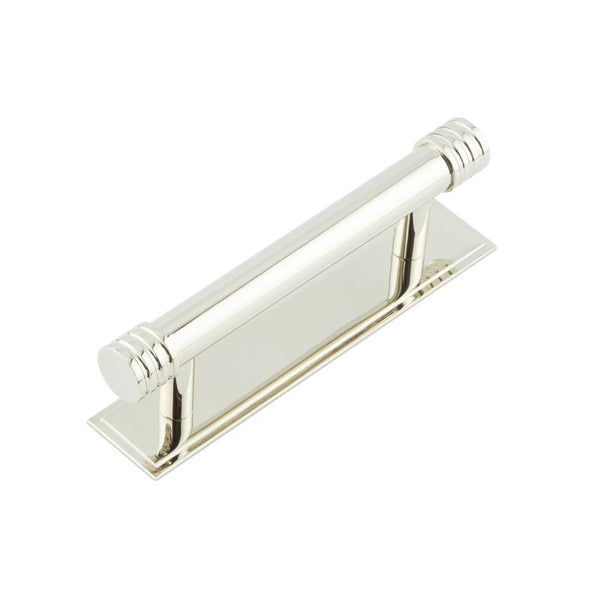 Hoxton Sturt Cabinet Handles 96mm Ctrs Stepped Backplate   - Polished Nickel - HOX-450PN-6050PN - Choice Handles