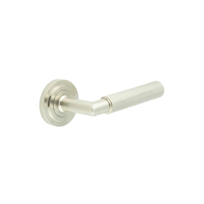 Burlington - Piccadilly Door Handle on Stepped Rose  - Satin Nickel - BUR40KIT315 - Choice Handles