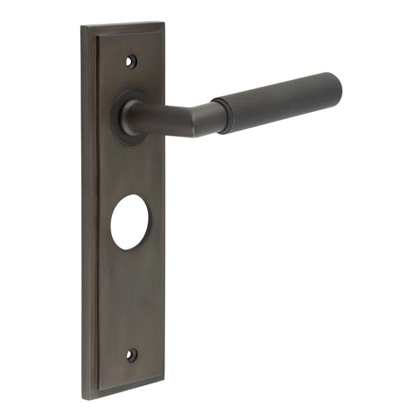 Burlington - Piccadilly Door Handle On Bathroom Backplate - Dark Bronze - BUR40KIT88 - Choice Handles