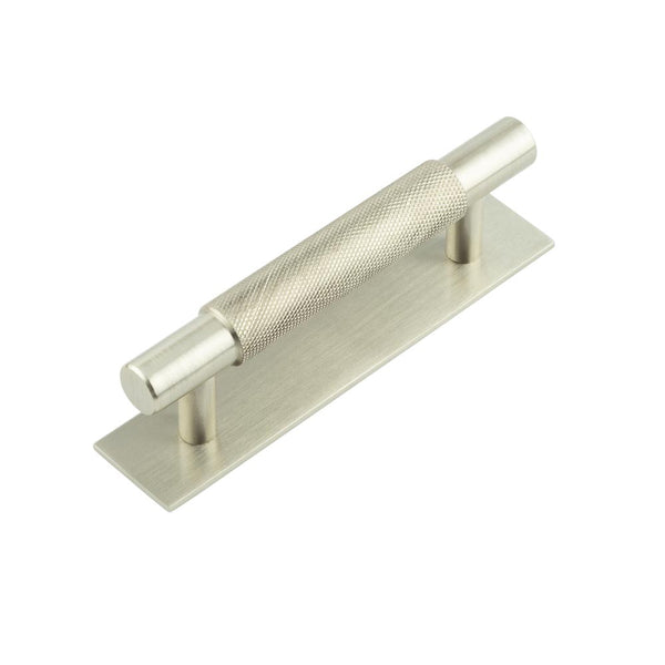Hoxton - Taplow Cabinet Handles 96mm Ctrs Plain Backplate - Satin Nickel - HOX-2050SN-5050SN - Choice Handles
