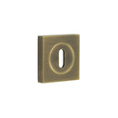 Burlington - Standard Keyway Escutcheons Square Plain Rose - Antique Brass - BUR-60AB-171AB - Choice Handles