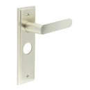 Burlington - Kensington Door Handle On Bathroom Backplate - Satin Nickel - BUR25KIT322 - Choice Handles