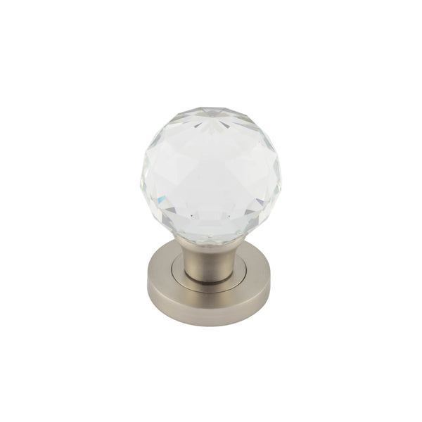 Frelan - Kontrax Faceted Glass Mortice Knob  - Satin Nickel - JH4255SN - Choice Handles