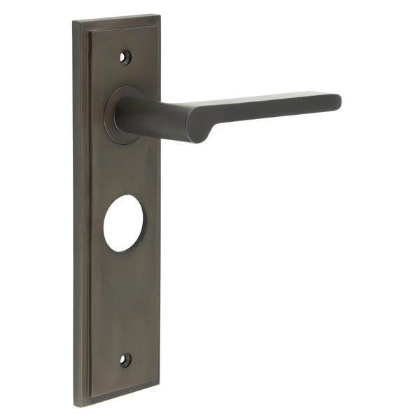 Burlington - Fitzrovia Lever Handle On Bathroom Backplate  - Dark Bronze - BUR15KIT88 - Choice Handles