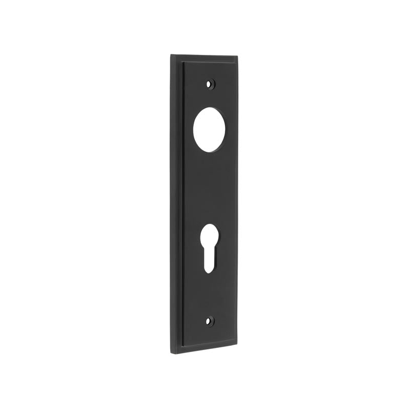 Burlington - Lever Handle Backplate Din Euro - Black - BUR455MB - Choice Handles