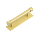 Hoxton Sturt Cabinet Handles 96mm Ctrs Plain Backplate   - Satin Brass - HOX-450SB-5050SB - Choice Handles