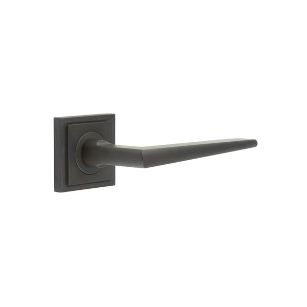 Burlington - Mayfair Door Handle on Square Stepped Rose  - Dark Bronze - BUR10KIT85 - Choice Handles