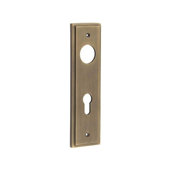 Burlington - Lever Handle Backplate Din Euro - Antique Brass - BUR455AB - Choice Handles