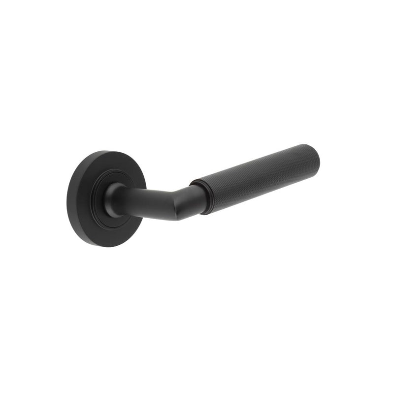 Burlington - Piccadilly Door Handle on Plain Rose  - Matt Black - BUR40KIT326 - Choice Handles