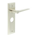 Burlington - Knightbridge Door Handle On Bathroom Backplate - Satin Nickel - BUR20KIT322 - Choice Handles
