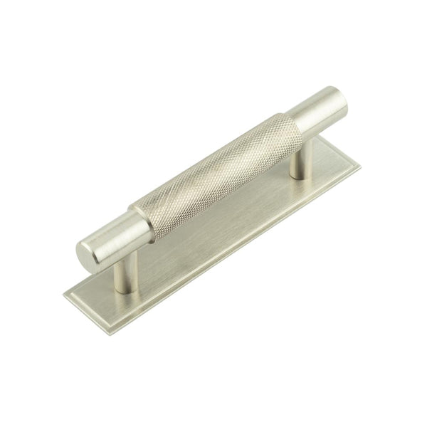 Hoxton - Taplow Cabinet Handles 96mm Ctrs Stepped Backplate - Satin Nickel - HOX-2050SN-6050SN - Choice Handles
