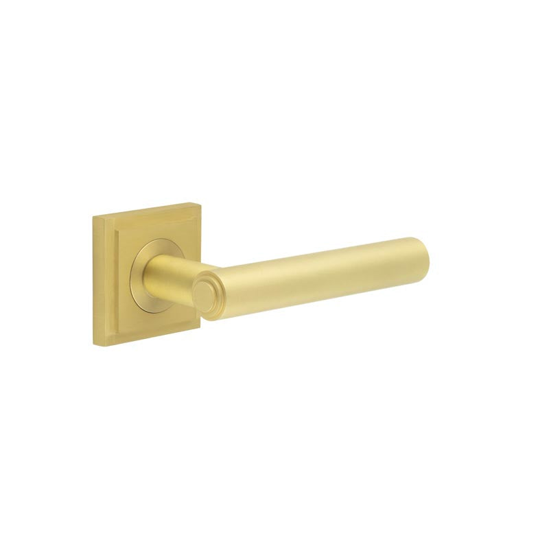 Burlington - Richmond Door Handles On Square Stepped  - Satin Brass - BUR45KIT241 - Choice Handles