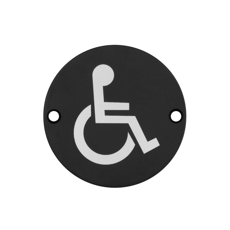 Frelan - Stainless Steel Disabled Symbol 75mm - Black - JS104MB - Choice Handles