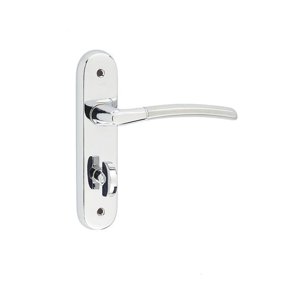 Jedo - Lorenzo Kontrax Suite Door Handle on Bathroom Plate - Satin Chrome/Polished Chrome - JV864PCSC - Choice Handles