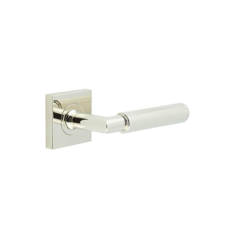 Burlington - Piccadilly Door Handle on Square Plain Rose  - Polished Nickel - BUR40KIT162 - Choice Handles