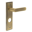 Burlington - Kensington Door Handle On Din Bathroom Backplate - Antique Brass - BUR25KIT13 - Choice Handles