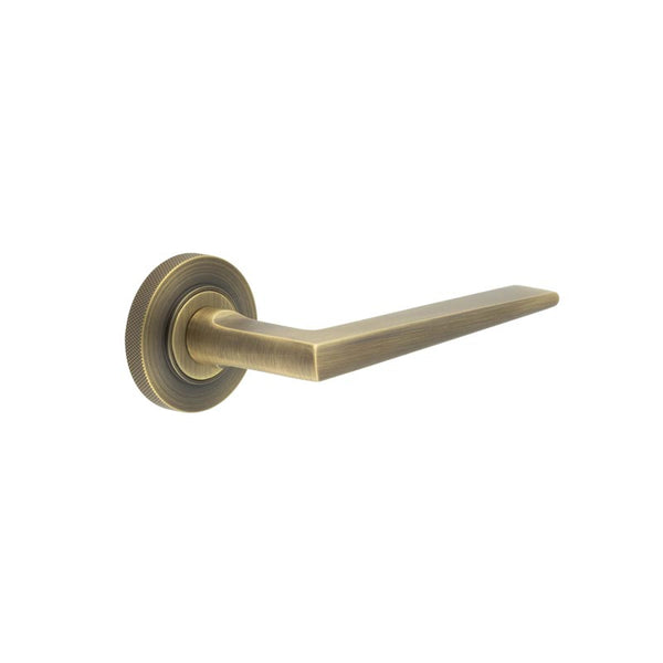 Burlington - Mayfair Door Handle on Knurled Rose  - Antique Brass - BUR10KIT5 - Choice Handles