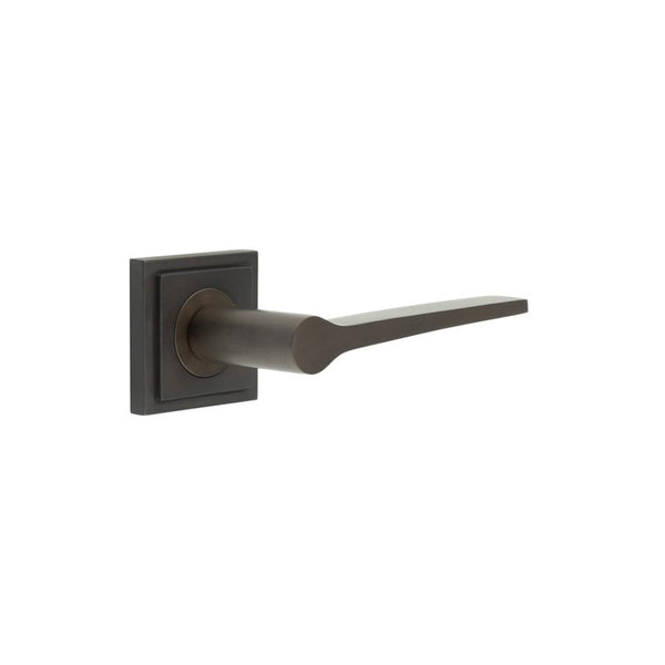 Burlington - Knightsbridge Door Handle on Square Stepped Rose  - Dark Bronze - BUR20KIT85 - Choice Handles