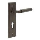 Burlington - Westminster Door Handle On Din Euro Backplate - Dark Bronze - BUR30KIT90 - Choice Handles