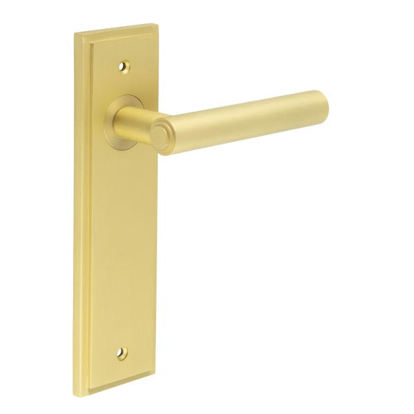 Burlington - Richmond Door Handle On Latch Backplate - Satin Brass - BUR45KIT242 - Choice Handles