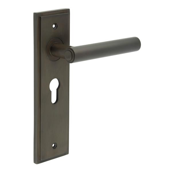 Burlington - Richmond Door Handle On Euro Backplate - Dark Bronze - BUR45KIT89 - Choice Handles