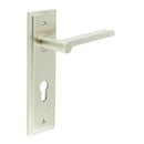 Burlington - Fitzrovia Door Handle On Din Euro Backplate - Satin Nickel - BUR15KIT324 - Choice Handles