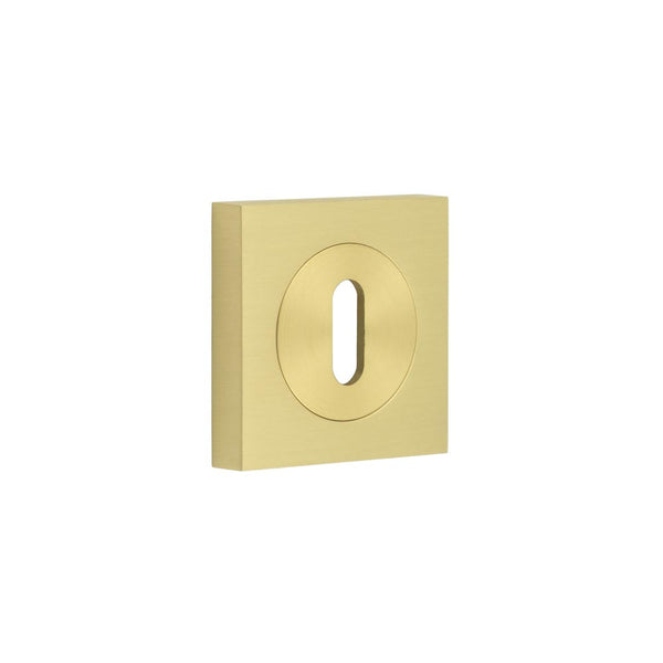 Burlington - Standard Keyway Escutcheons Square Plain Rose - Satin Brass - BUR-60SB-171SB - Choice Handles