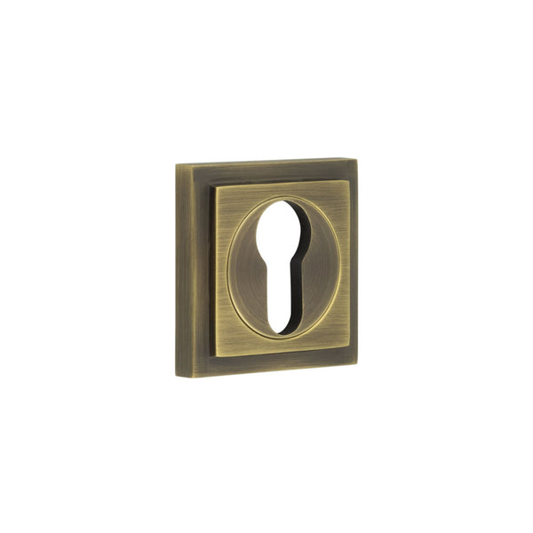 Burlington - Euro Profile Escutcheons Square Stepped Rose - Antique Brass - BUR-61AB-173AB - Choice Handles