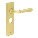 Burlington - Highgate Door Handle On Bathroom Backplate - Satin Brass - BUR35KIT244 - Choice Handles