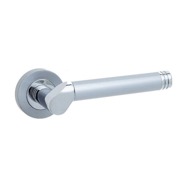 Frelan - Octavia Door Handle on Rose  - Polished Chrome / Satin Chrome - JV765PCSC - Choice Handles