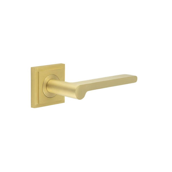 Burlington - Fitzrovia Door Handles On Square Stepped Rose  - Satin Brass - BUR15KIT241 - Choice Handles