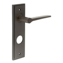 Burlington - Knightbridge Door Handle On Din Bathroom Backplate - Dark Bronze - BUR20KIT91 - Choice Handles
