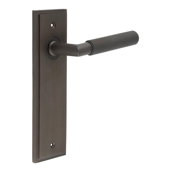 Burlington - Piccadilly Door Handle On Latch Backplate - Dark Bronze - BUR40KIT86 - Choice Handles