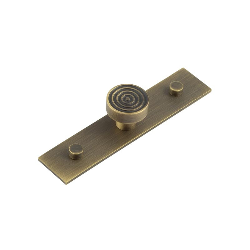 Hoxton - Murray Cupboard Knobs 30mm Plain Backplate - Antique Brass - HOX-1130AB-5090AB - Choice Handles