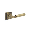 Burlington - Westminster Door Handle on Square Stepped Rose  - Antique Brass - BUR30KIT7 - Choice Handles